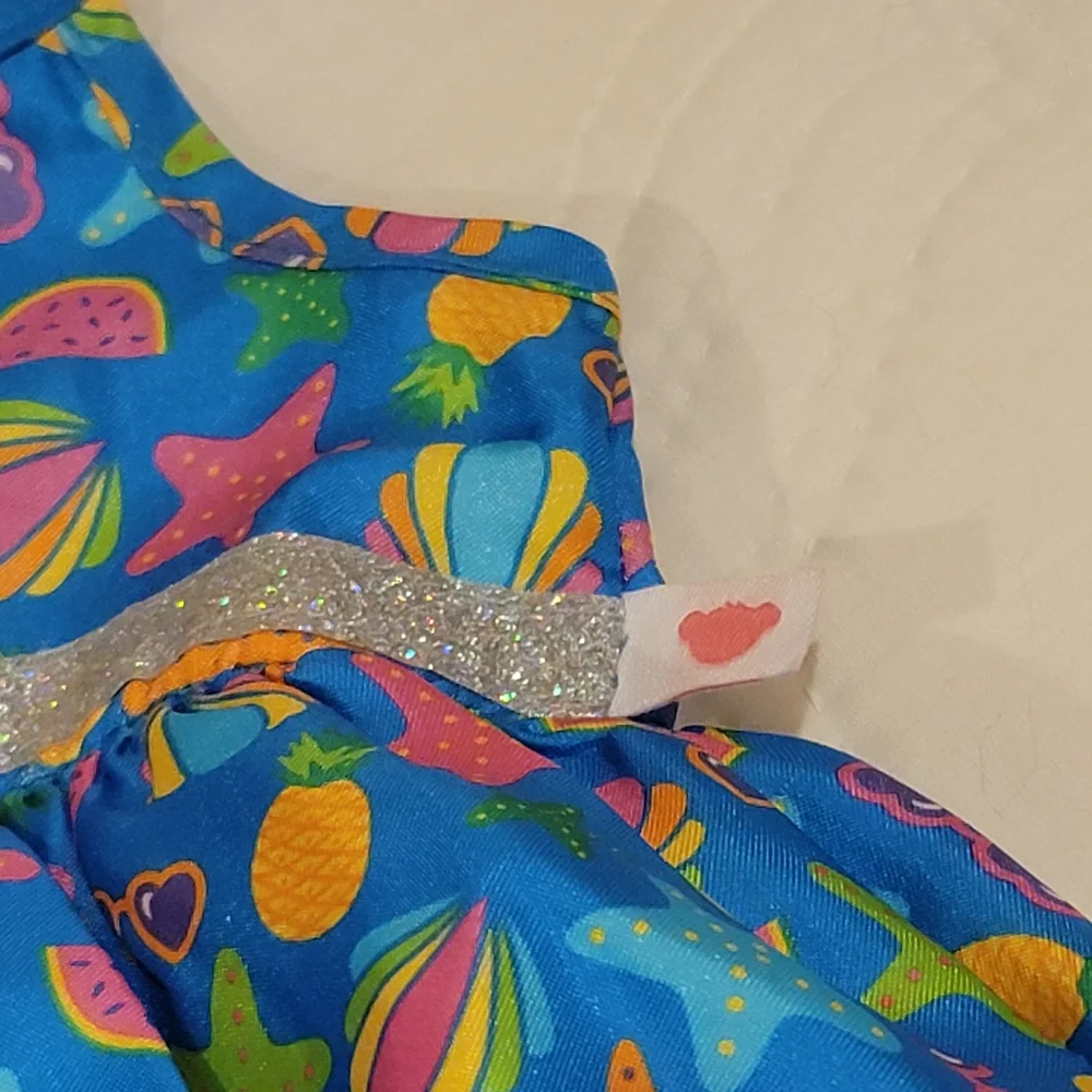 2021 Build A Bear Blue Tropical Summer Halter Dress with Tutu starfish shells